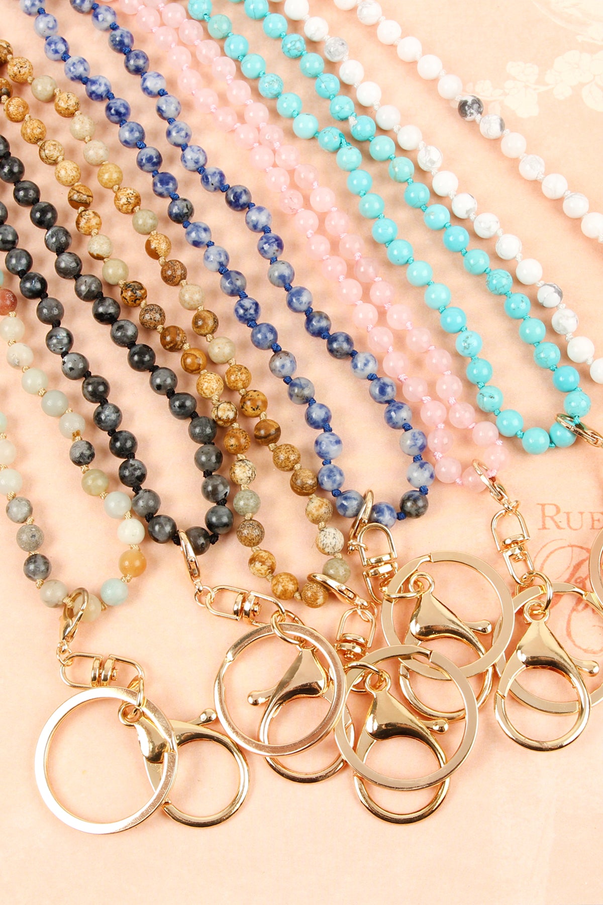 Natural Stone Beads Lanyard Necklace
