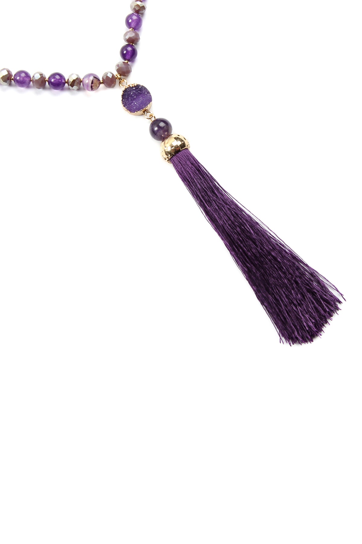 Violet Tassel Natural Stone Necklace