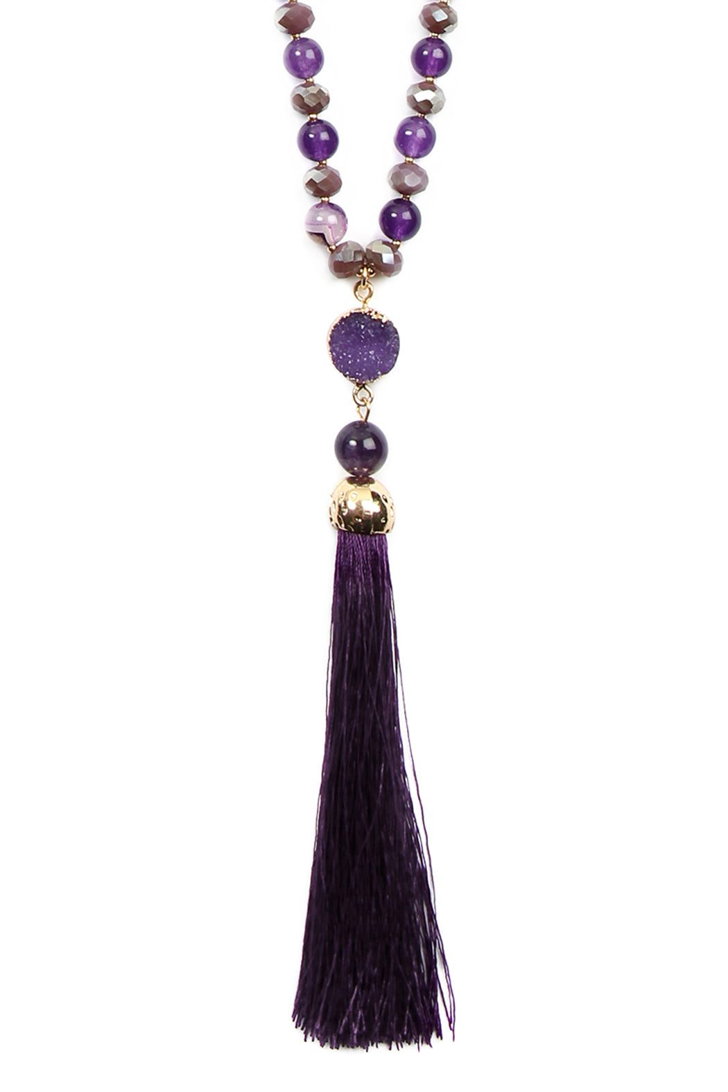 Violet Tassel Natural Stone Necklace