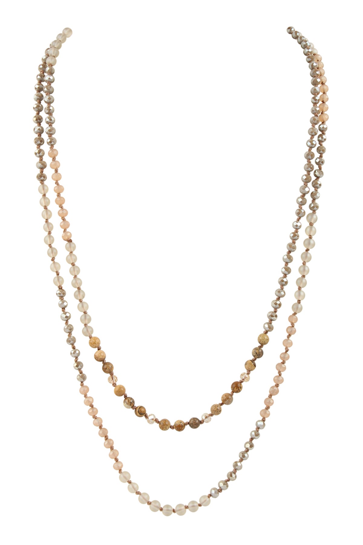 6mm Two Lines Mixed Beads Necklace