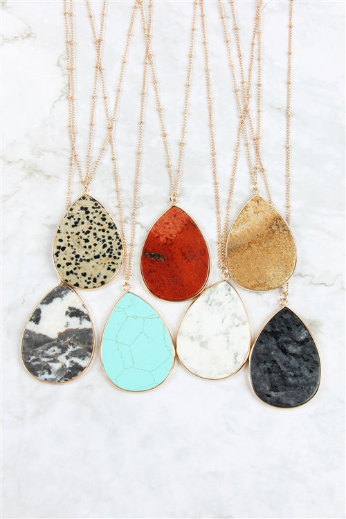 Oval Stone Pendant Necklace