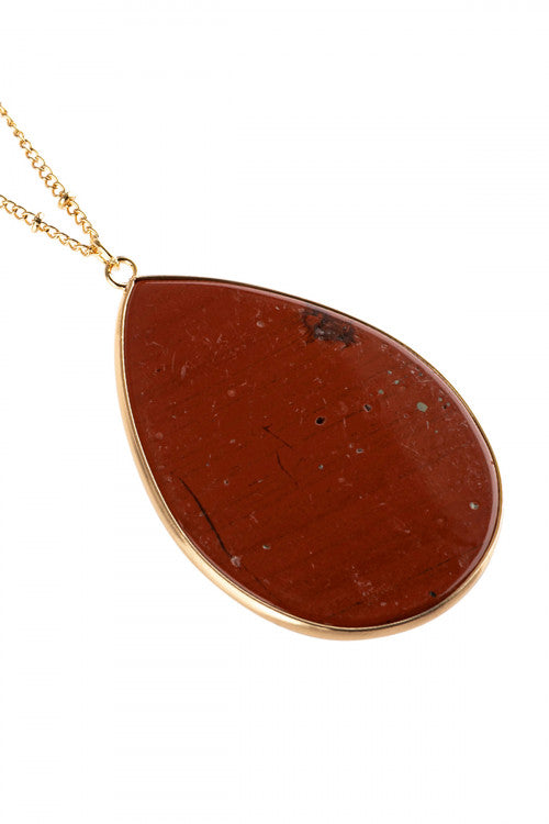 Oval Stone Pendant Necklace