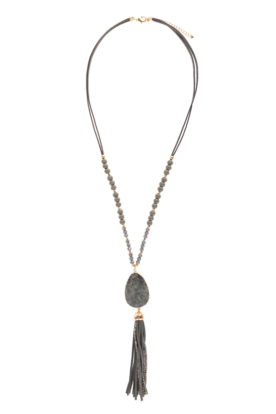 Natural Stone With Tassel Pendant Necklace