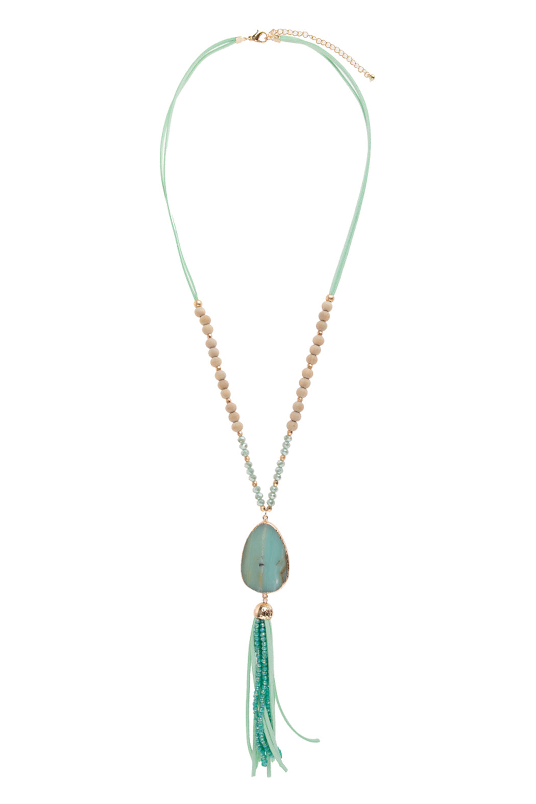 Natural Stone With Tassel Pendant Necklace