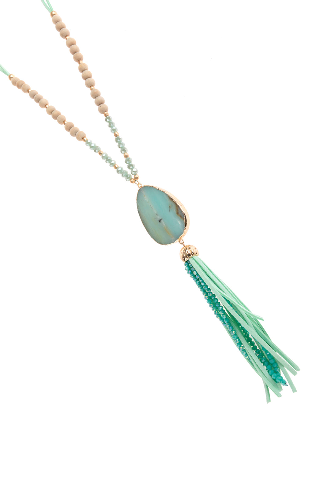Natural Stone With Tassel Pendant Necklace