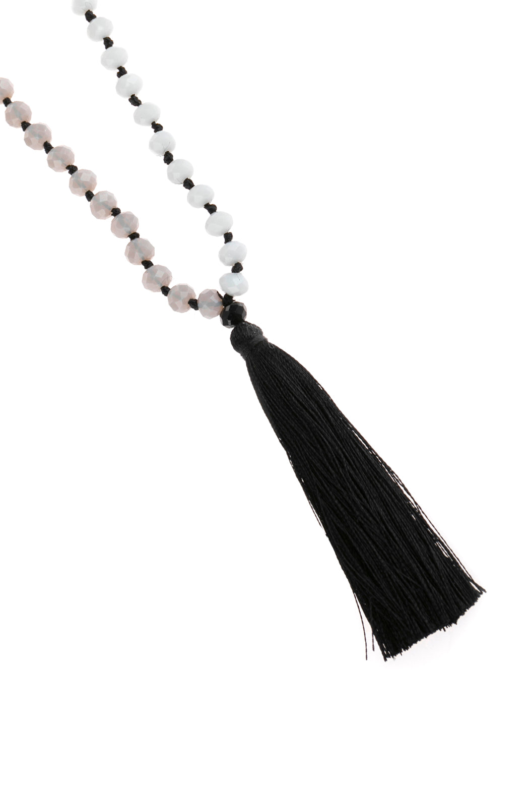 Fringe tassel Pendant With Glass Beads Necklace