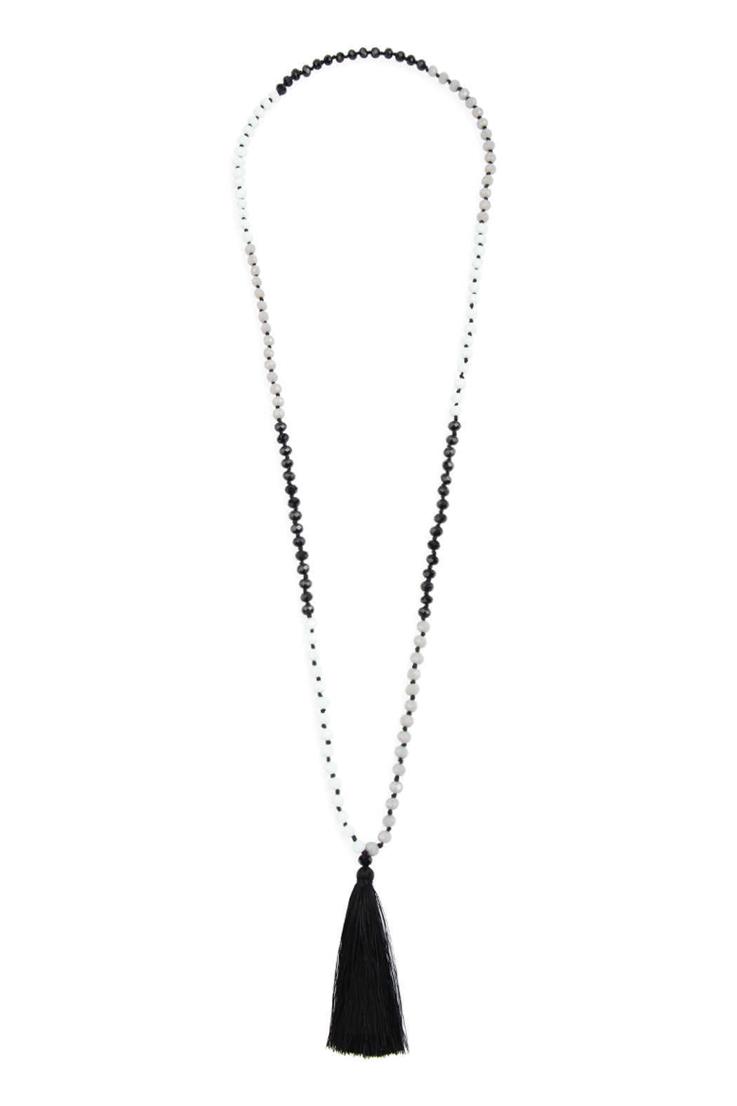 Fringe tassel Pendant With Glass Beads Necklace