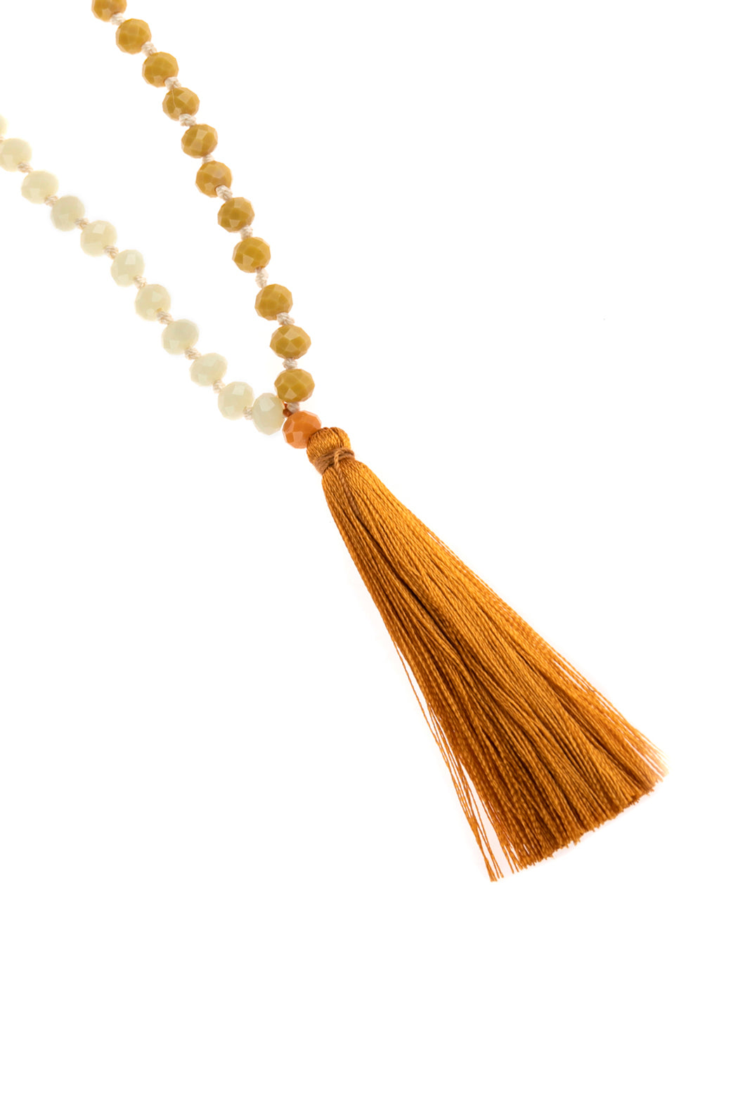 Fringe tassel Pendant With Glass Beads Necklace
