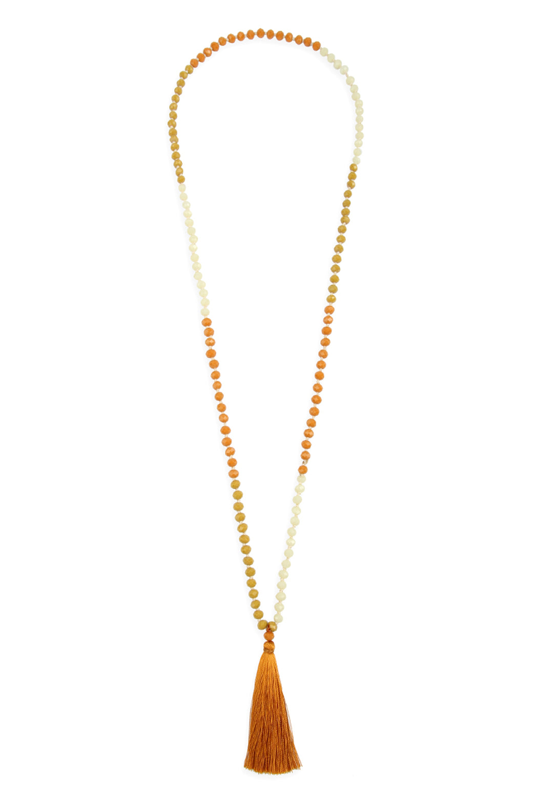 Fringe tassel Pendant With Glass Beads Necklace