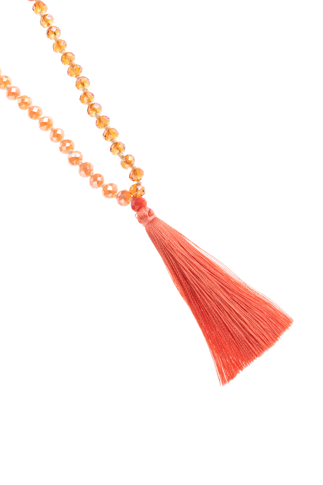 Fringe tassel Pendant With Glass Beads Necklace