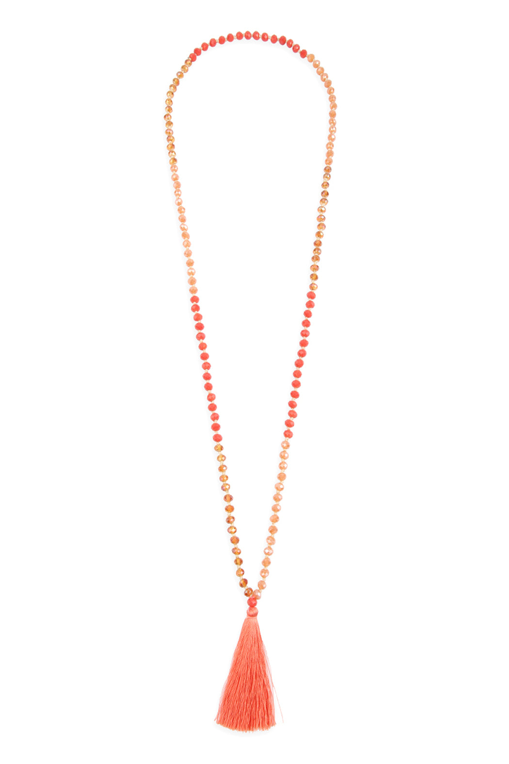 Fringe tassel Pendant With Glass Beads Necklace