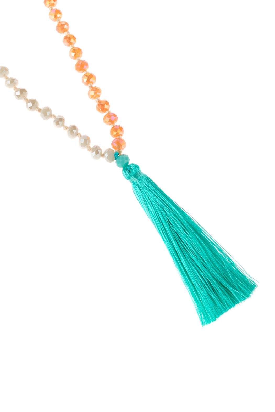 Fringe tassel Pendant With Glass Beads Necklace