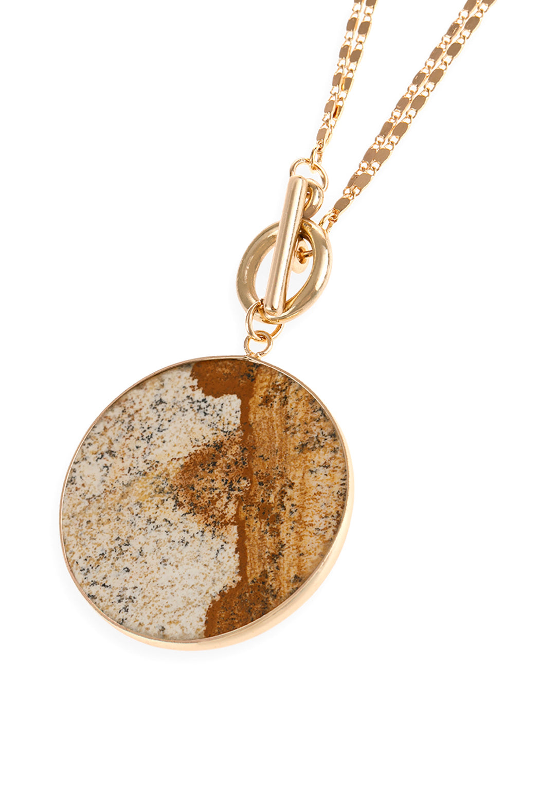 Natural Stone Pendant Chain Layered Necklace