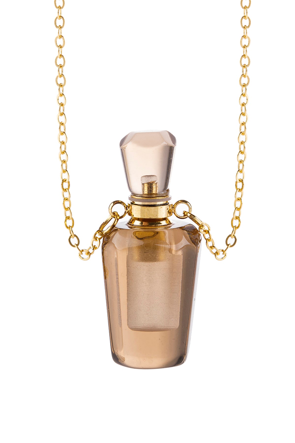Natural Stone Hexagon Crystal Perfume Bottle Necklace With Bottle