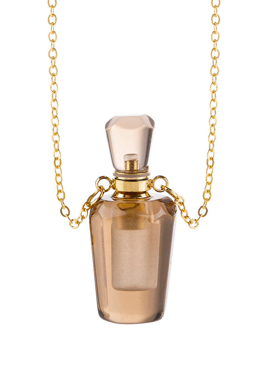 Natural Stone Hexagon Crystal Perfume Bottle Necklace With Bottle