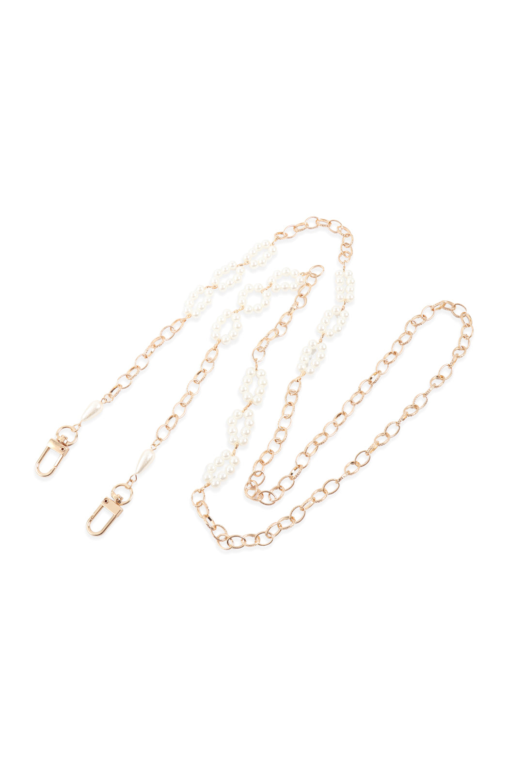 Layered Link Beaded Round Pearl Convertable Chain or Necklace Bag Chain