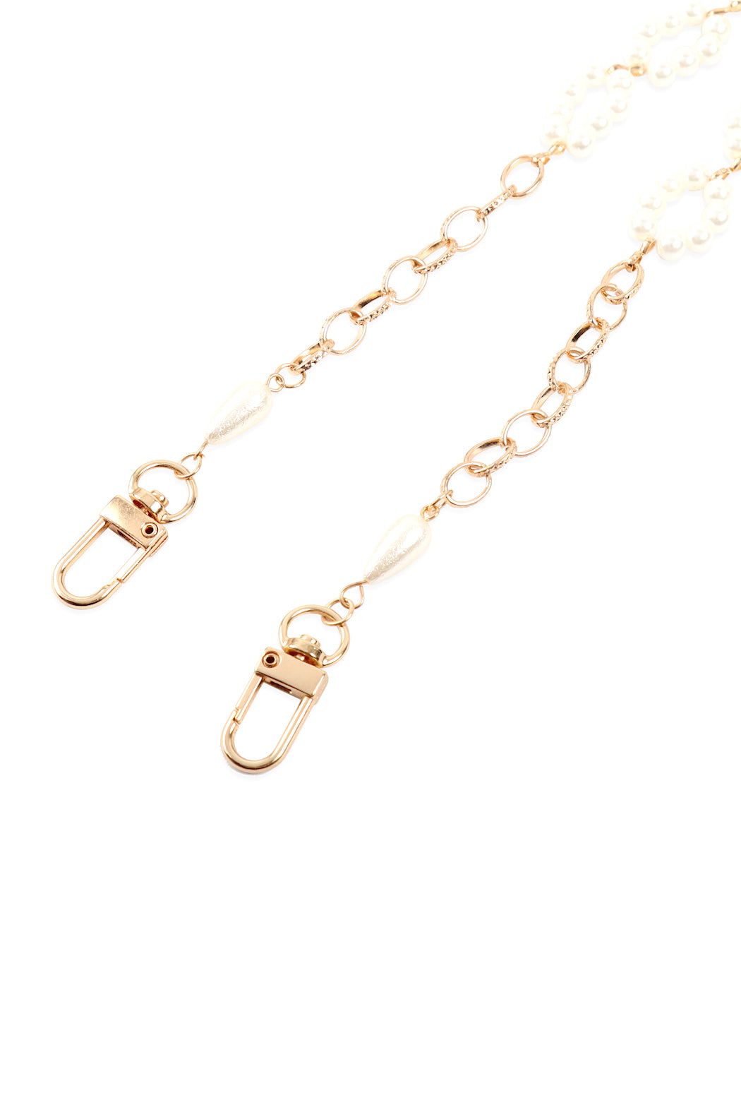 Layered Link Beaded Round Pearl Convertable Chain or Necklace Bag Chain