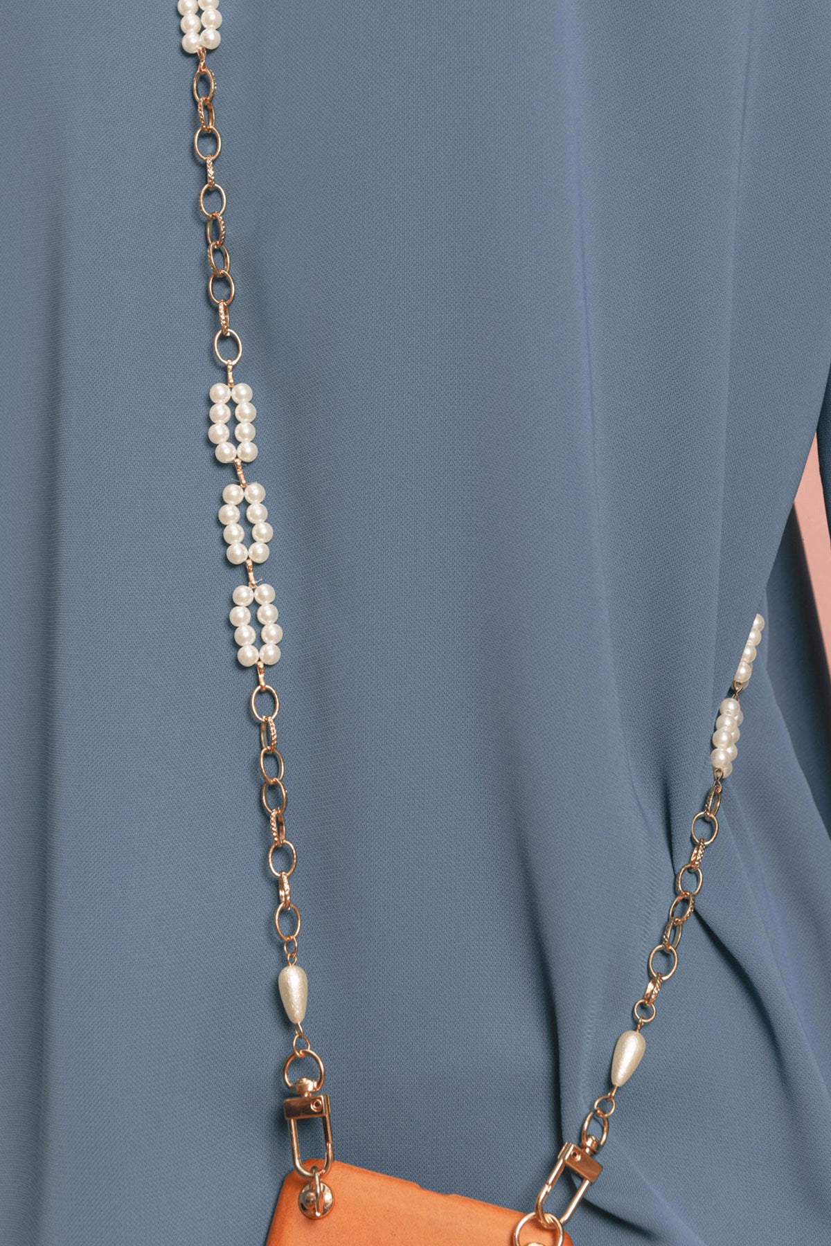 Layered Link Beaded Round Pearl Convertable Chain or Necklace Bag Chain