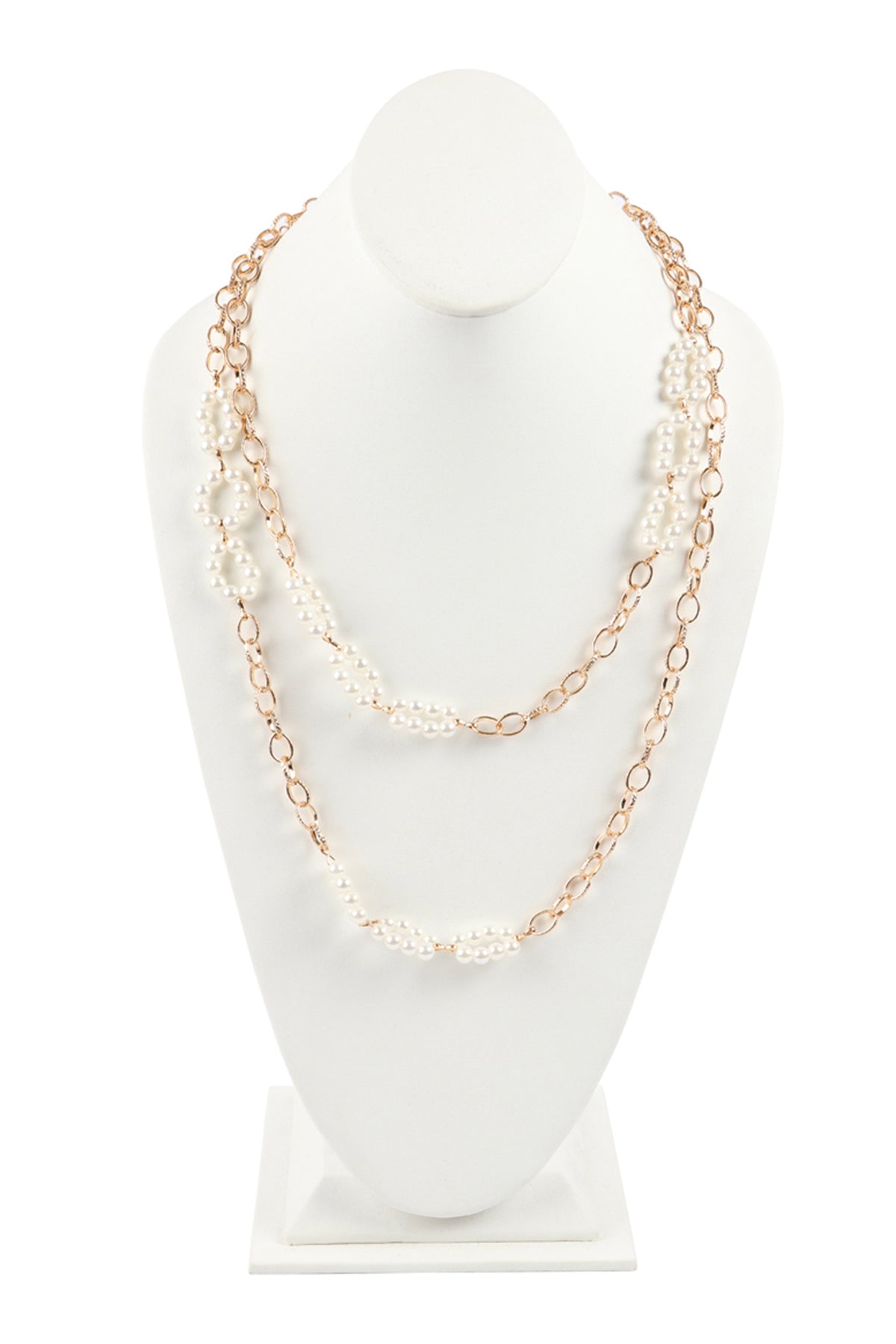 Layered Link Beaded Round Pearl Convertable Chain or Necklace Bag Chain