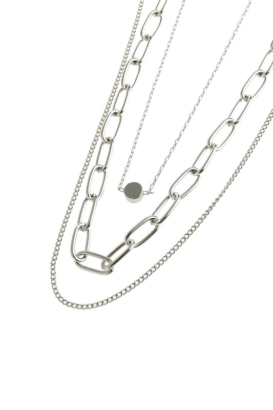 Silver Layered Chain Necklace