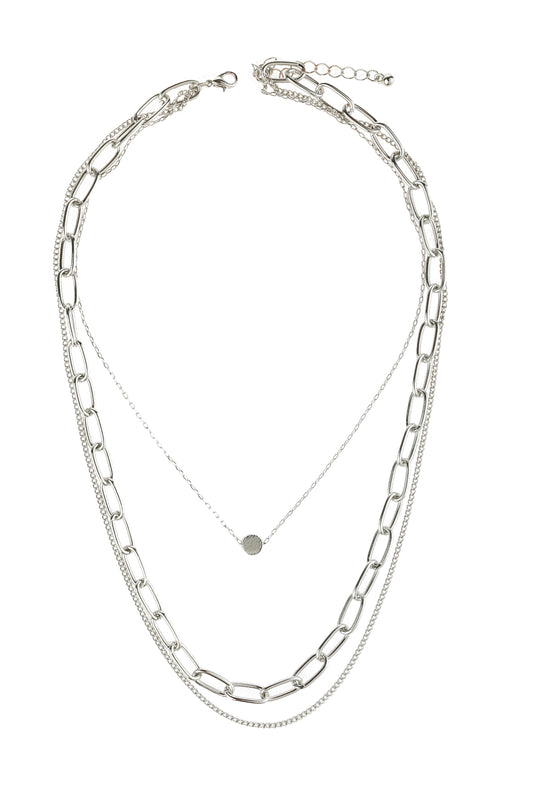 Silver Layered Chain Necklace