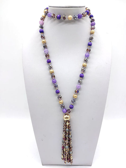Beaded Tassel Statement Necklace