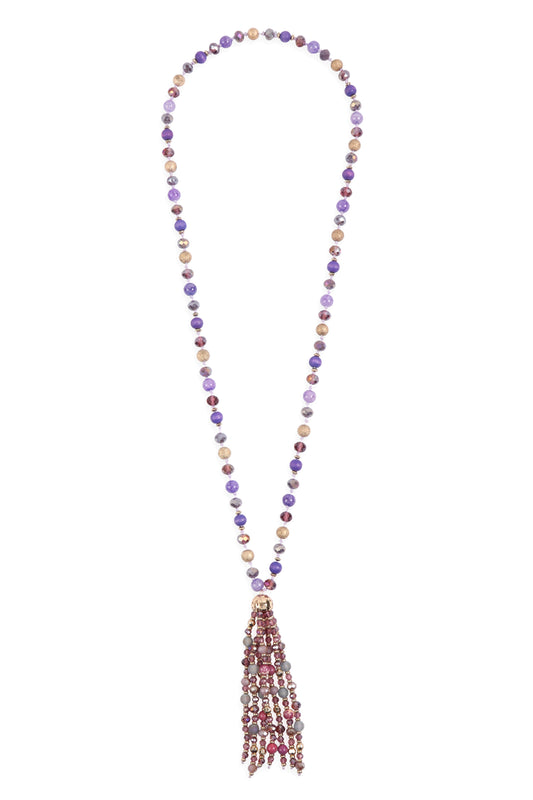Beaded Tassel Statement Necklace