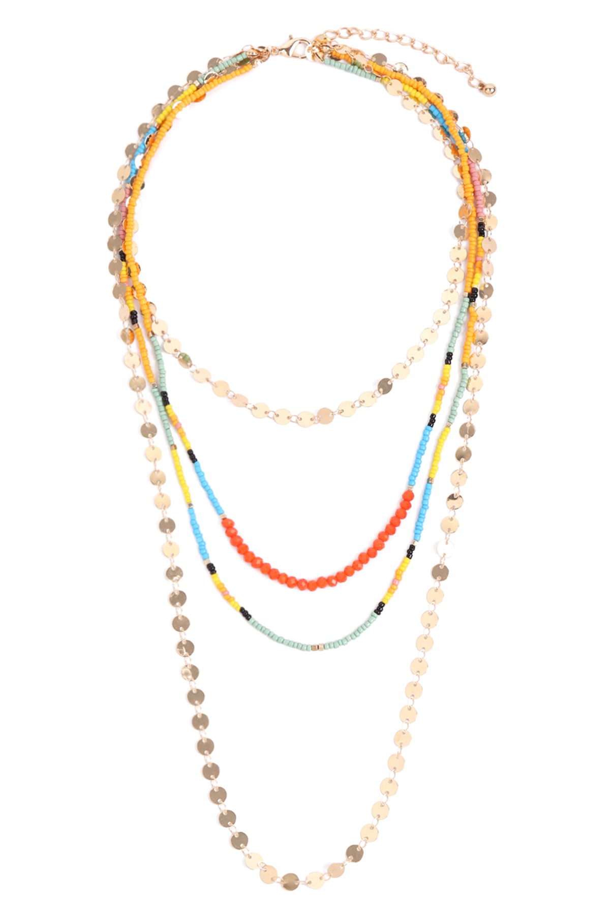 Disc Beads Layered Statement Necklace