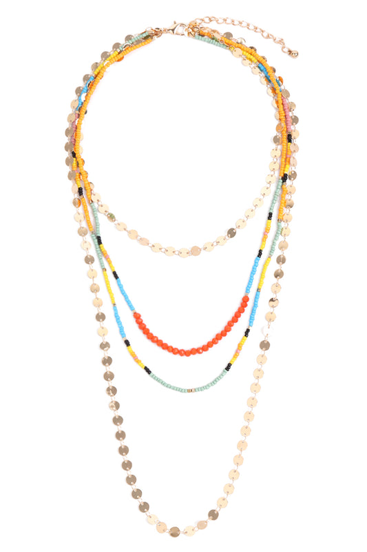 Disc Beads Layered Statement Necklace