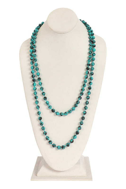 Natural Stone Long Beaded Necklace