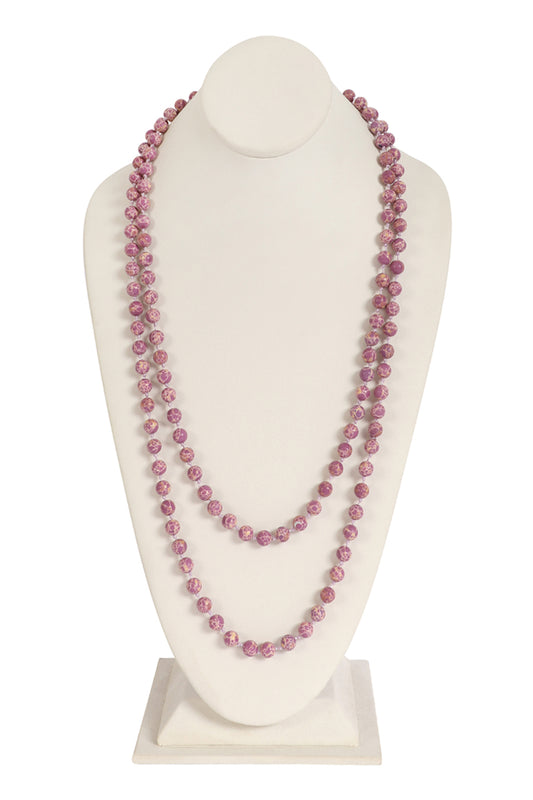 Natural Stone Long Line Knotted Necklace