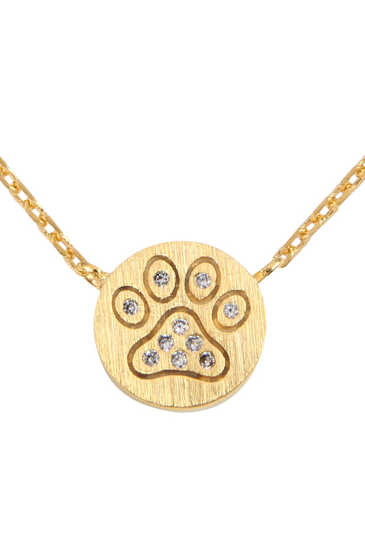 Paw Crystal Pave Pendant Necklace
