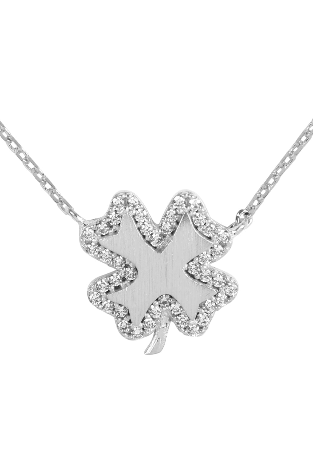 Clover Leaf Crystal Pave Pendant Necklace