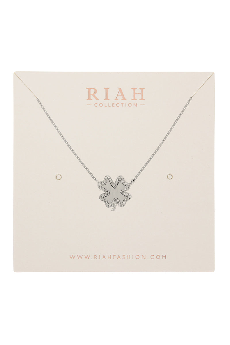 Clover Leaf Crystal Pave Pendant Necklace