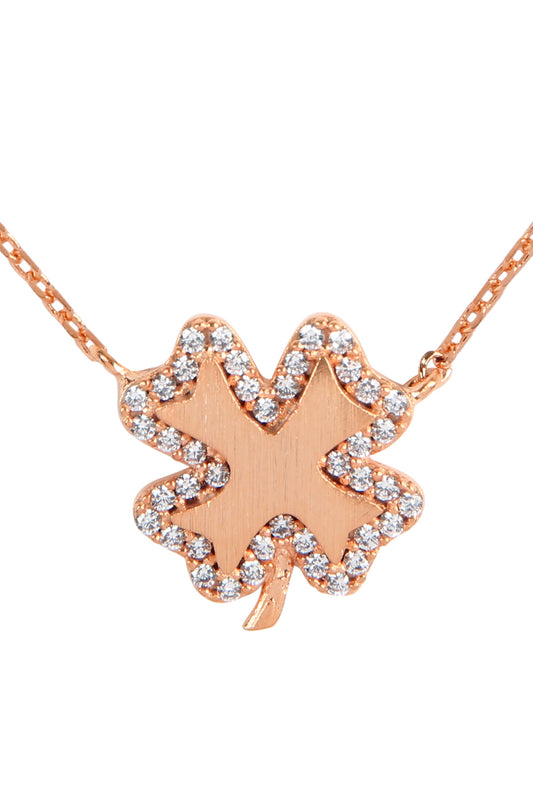 Clover Leaf Crystal Pave Pendant Necklace