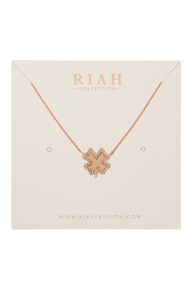 Clover Leaf Crystal Pave Pendant Necklace