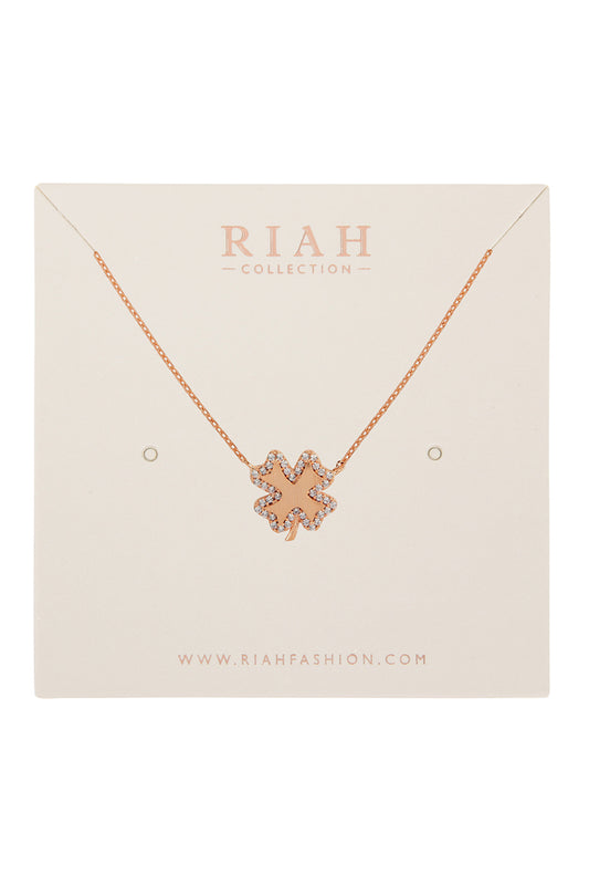 Clover Leaf Crystal Pave Pendant Necklace