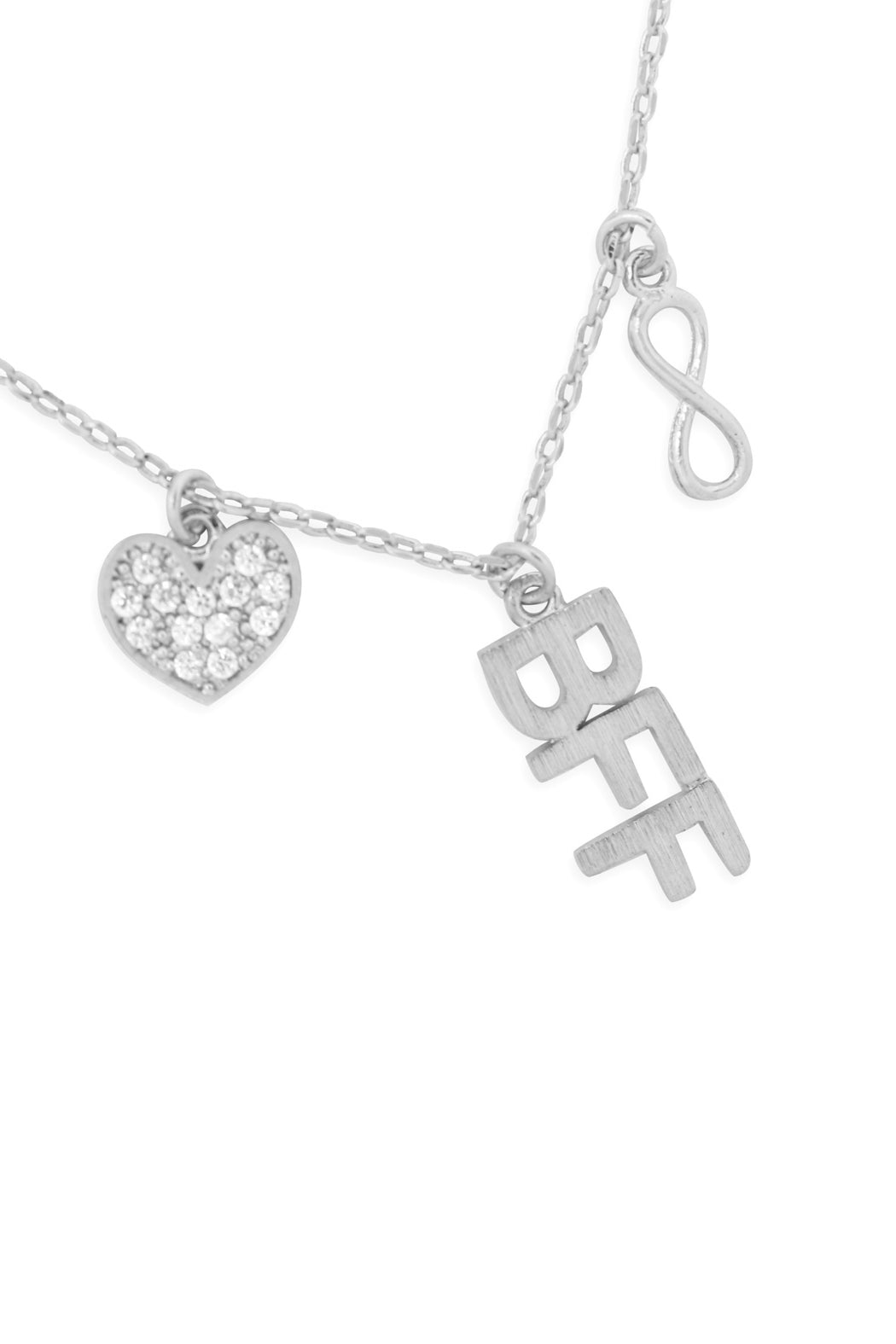 Infinity Heart BFF Cubic Zirconia Pendant Necklace