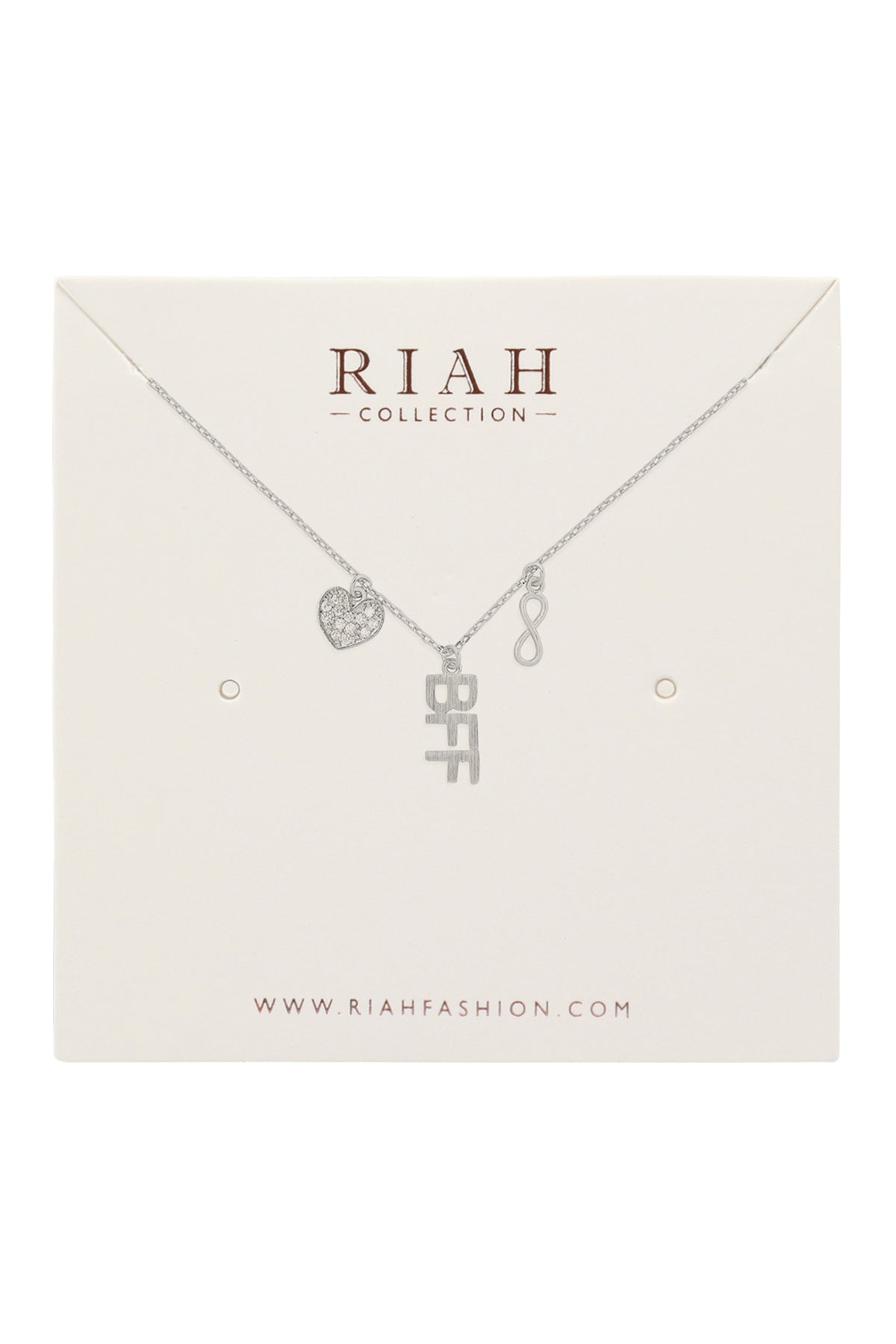 Infinity Heart BFF Cubic Zirconia Pendant Necklace