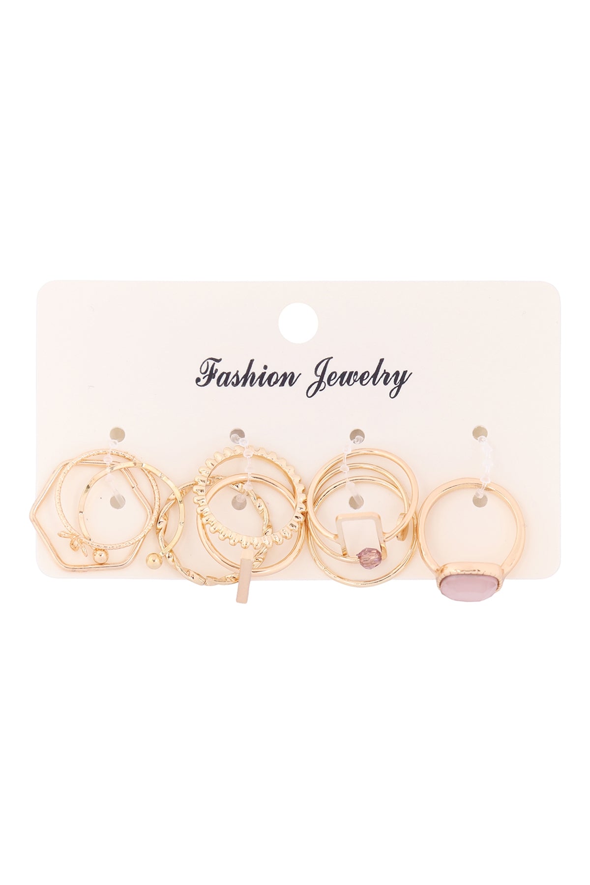 Textured Curve Stone Assorted Ring Set