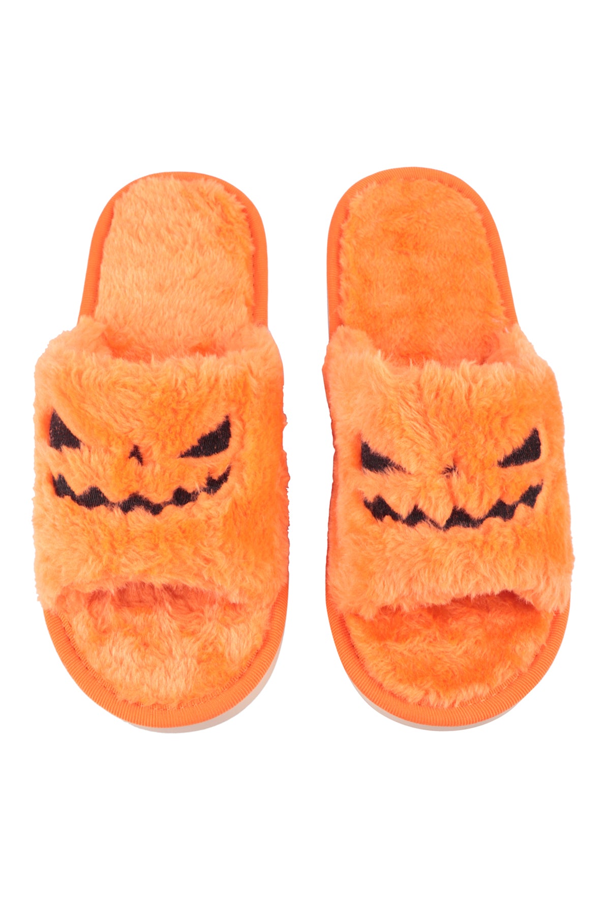 Halloween Pumpkin Accent Fuzzy Slipper Assorted Size