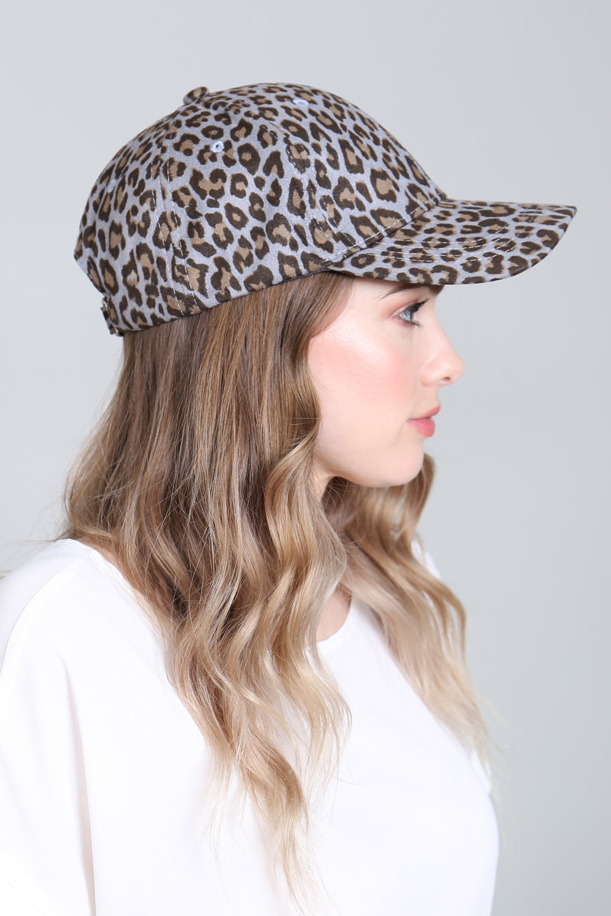 Gray Leopard Skin Printed Cap