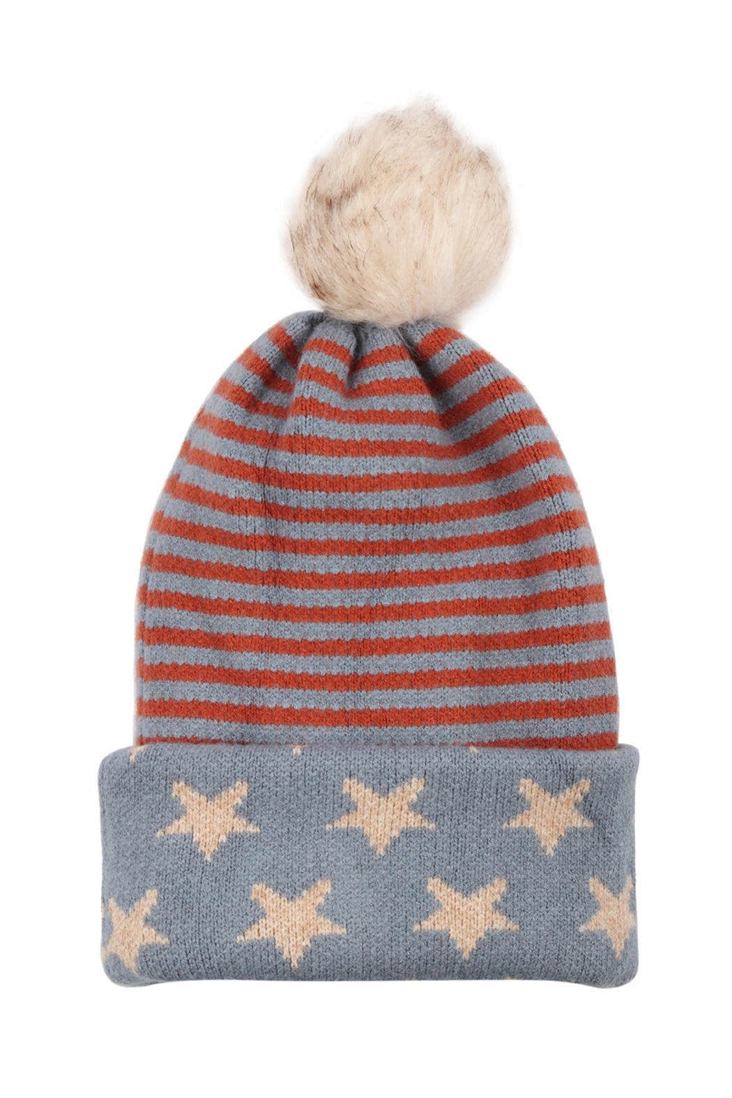 USA Accent Light Print Pom Dual Purpose Beanie