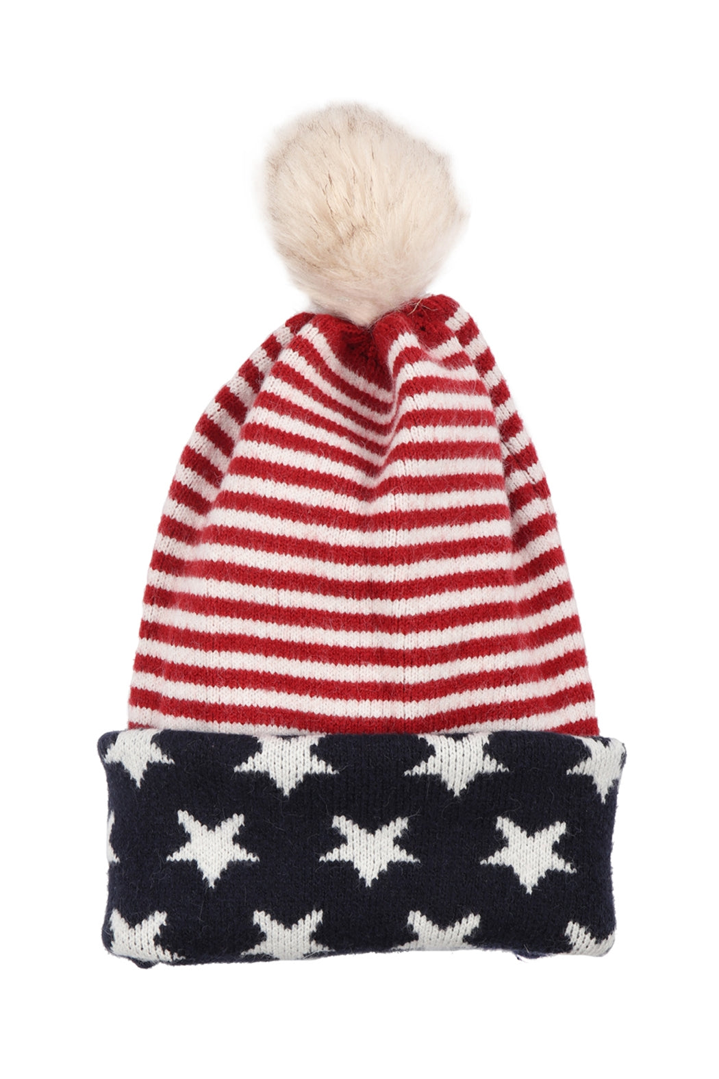 USA Accent Light Print Pom Dual Purpose Beanie