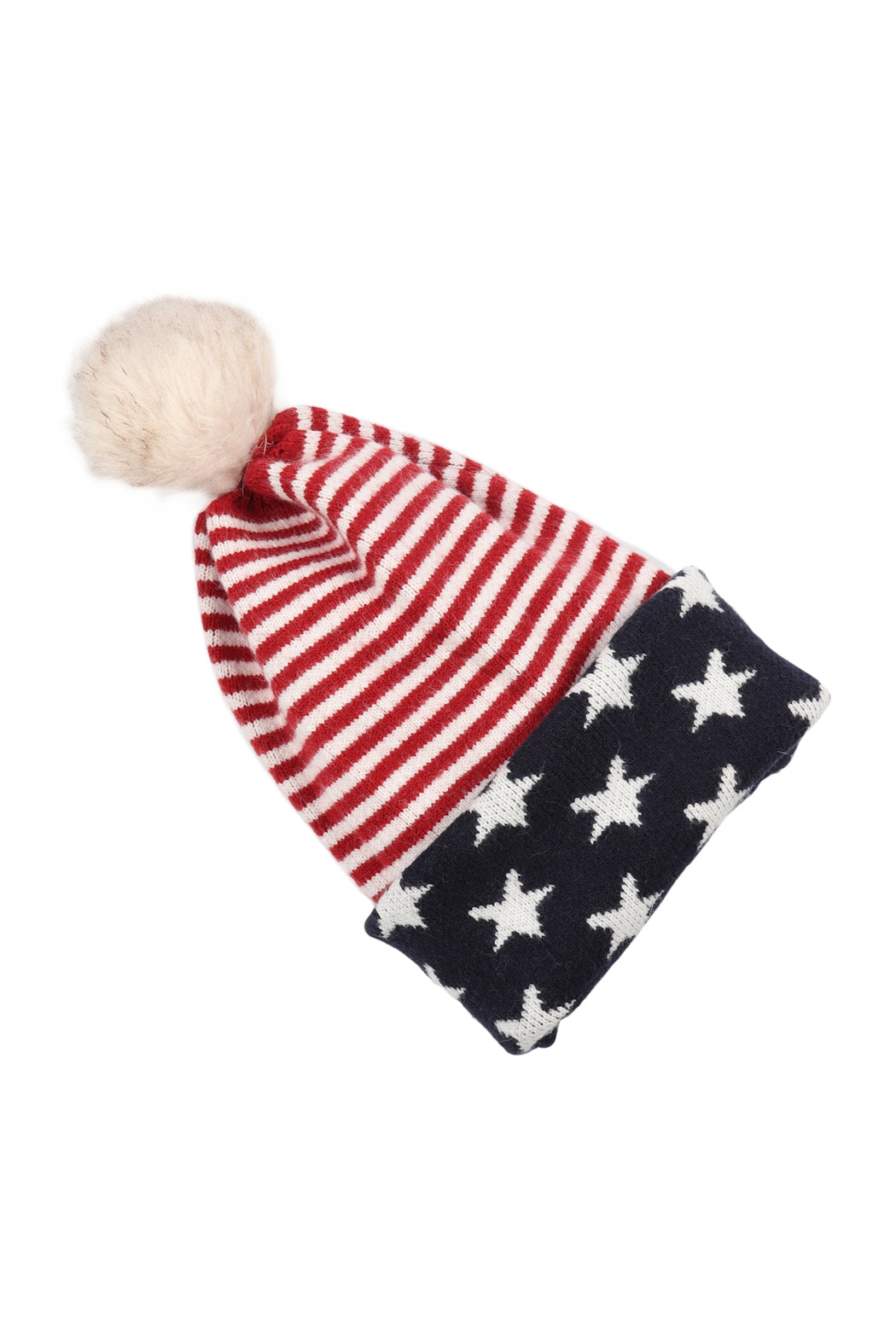 USA Accent Light Print Pom Dual Purpose Beanie