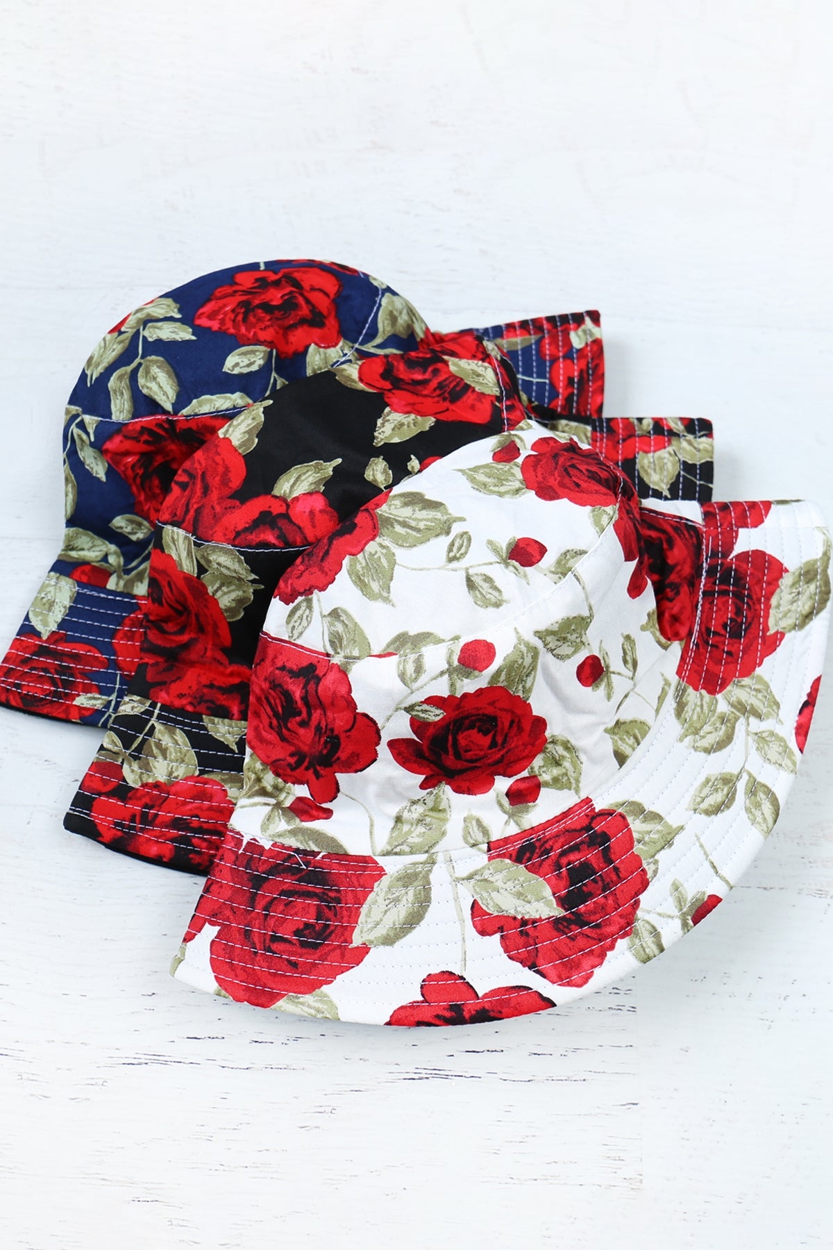Rose Printed Double Side Wear Reversible Bucket Hat