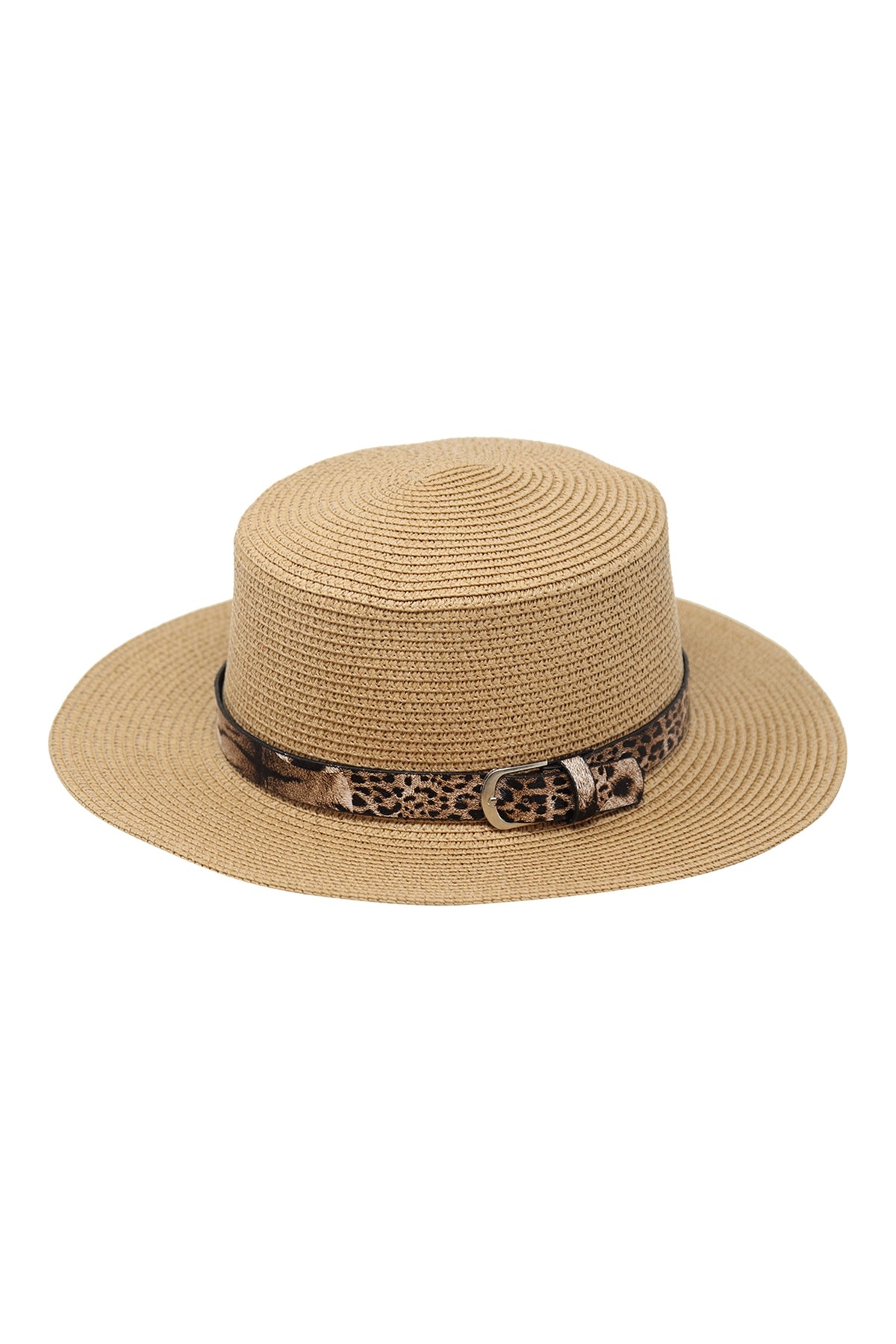Summer Brim Hat With Leopard Accent Belt