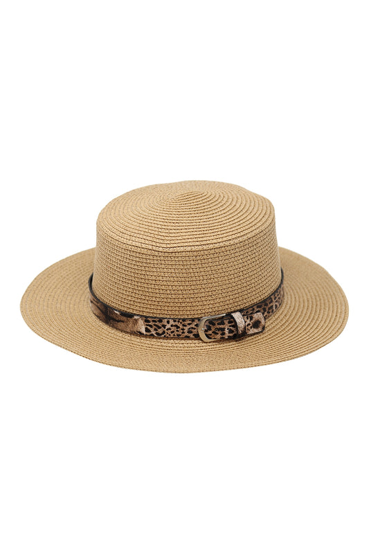 Summer Brim Hat With Leopard Accent Belt