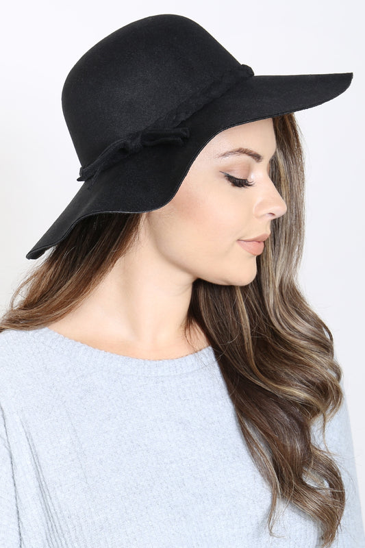 Bowler Fashion Brim Summer Hat With Braded Tie