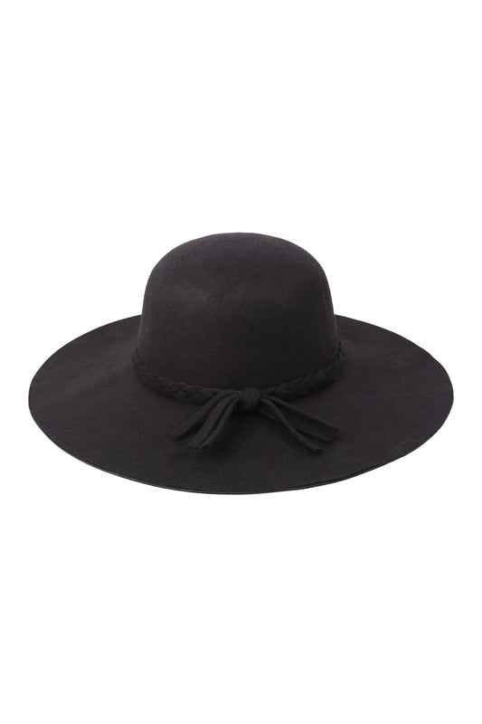 Bowler Fashion Brim Summer Hat With Braded Tie